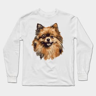 Pomeranian Illustration Long Sleeve T-Shirt